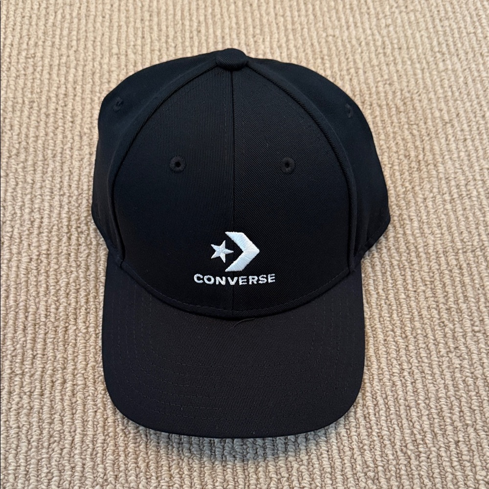 Converse Black Baseball Cap with White Star Chevron